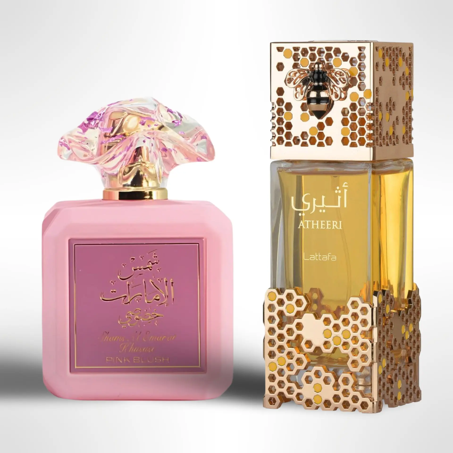 Atheeri + Shams Al Emarat Pink Blush ----- 2-piece Lattafa bundle (100ml each) Atheeri + Shams Al Emarat Pink Blush ----- 2-piece Lattafa bundle (100ml each)