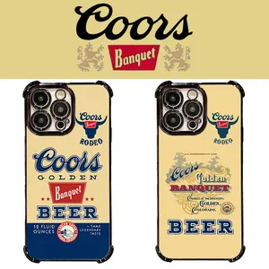 Coors Beer Cow Cowboy Vintage Western Style Tough Electroplated TPU Casing For iphone 16 15 14 13 12 11 X XS PRO PLUS MAX Four Corners Anti-Fall Transparent Soft Silicone Gift Shockproof Protection Anti-Drop Protective Protector Phone Cases Shell Cover