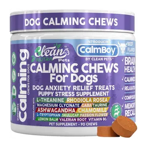 Clean Nutra L-Theanine, Rhodiola Rosea, Magnesium Glycinate, GABA, Taurine for Dog Anxiety Relief Supplement - CalmBoy