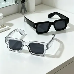 Two Pack Retro Square Sunglasses Black And Clear Transparent Frames Polarized Lenses With Uv400 Protection Lightweight Unisex Eyewear for Beach Travel Streetwear And Daily Outdoor Activities