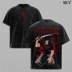 Toji Fushiguro Vintage Tee – Jujutsu Kaisen: Execution The Shibuya Incident × The Culling Game Begins Oversized Heavy Cotton Washed Double Printed Anime Manga Graphic T-Shirt, Retro Unisex Streetwear Battle Scene Edition