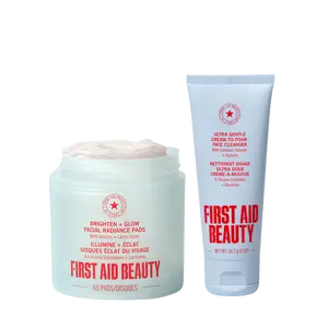 First Aid Beauty Facial Radiance Pads + Gentle Face Cleanser TikTok Exclusive Makeup Prep Bundle for Bright, Smooth + Glowing Skin