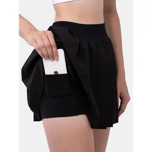 NewHigh-waisted, pleated, two-piece design with side and back pockets, asymmetrical hem, quick-drying mini dance skirt, women's short skirt, culottes #     summer #     summervibes #     TikTokShopBacktoSchool