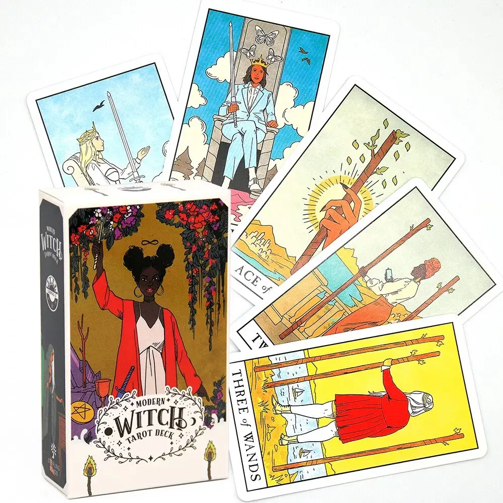 Modern Witch Tarot Cards Set of 78 with Modern Artwork, Symbols and Imagery, Perfect for Halloween, Festive Gatheries, Casual Gatherings & Party Games, Ideal for Magic and Divination Witch Tarot Deck