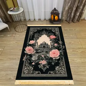 1pc Rose Palace Prayer Mat: Polyester, Machine - Washable, Indoor/Outdoor Use, Ideal for Pilgrimage, Meditation & Home Decor
