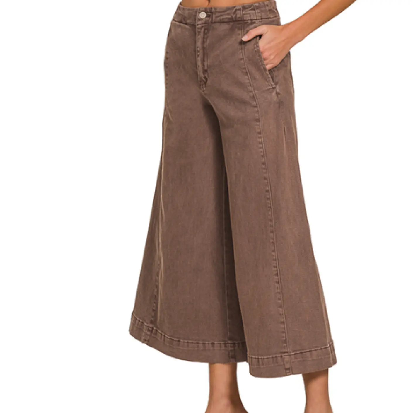 Mahogany High Rise Cropped Gaucho Denim