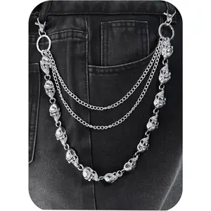Wallet Chain - Skull Wallet Chains for Men Women Punk Trousers Pants Jean Chain for Biker Rock EMO Chain Belt Goth Accessories