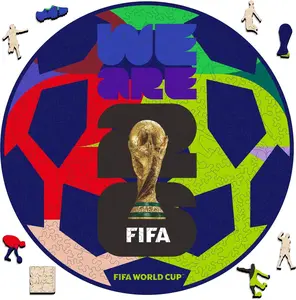 Official FIFA World Cup 2026 Edition Football Puzzle for Adults, Wooden Soccer Puzzle Gifts for Men, 200 Pieces Unique Jigsaw Puzzles Soccer Fans Collectible, Home Decoration 11.8 X 11.8 Inch