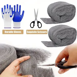 Steel Wool Mice Control - 2pcs 3.15in ×13Ft Steel Wool for Wall Hole Gap Filler - Best Thing to Get Rid of Mice - Keep Animals Away from CracksSiding Pipeline Vents in Garden House Garage Kitchen