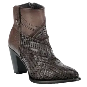 CUADRA WOMEN'S LASER CUT EMBROIDERED BROWN WESTERN BOOTIE