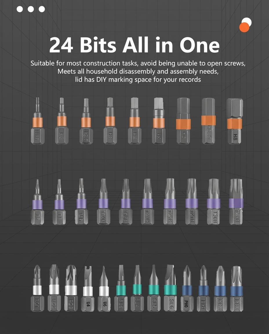 24 in 1 Magnetic Ratchet Screwdriver Set, Pocket Portable Hand Tools, DIY Compact Home Repair Tool Box with Interchangeable Bits, Switchable Multi-Tool Kit