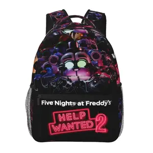 Five Nights at Freddy’s school backpack with large capacity — a casual daypack for outdoor sports and office use; cartoon Five Nights at Freddy’s merchandise laptop backpack/school bag for boys, girls, and gift giving.