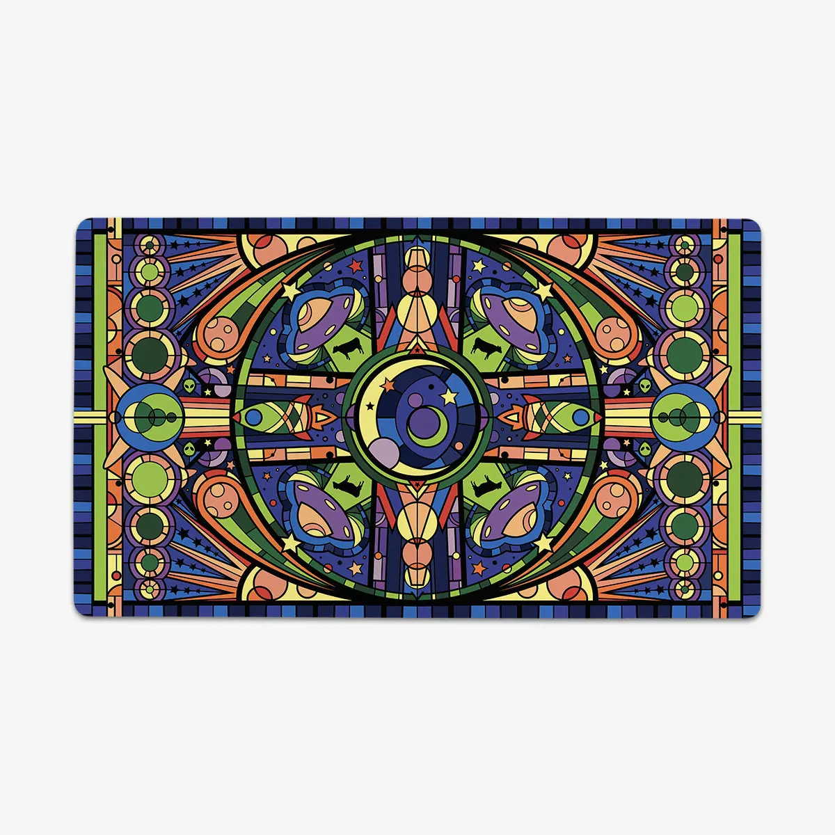 Space Glass Thin Desk Mat, Decorative Artwork Design, Machine Washable, Vibrant Colors