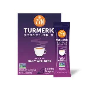 ZYN Anti-Inflammatory Turmeric Electrolyte Herbal Tea with CURCUMIN Black Pepper Electrolytes Vitamins C & D Zinc Caffeine-Free Wellness Blend 3oz -- Blackberry Dragon Fruit
