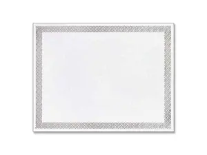 Foil Border Certificates 8.5x11 Ivory/Silver Braided w/ Silver Border 15/Pack