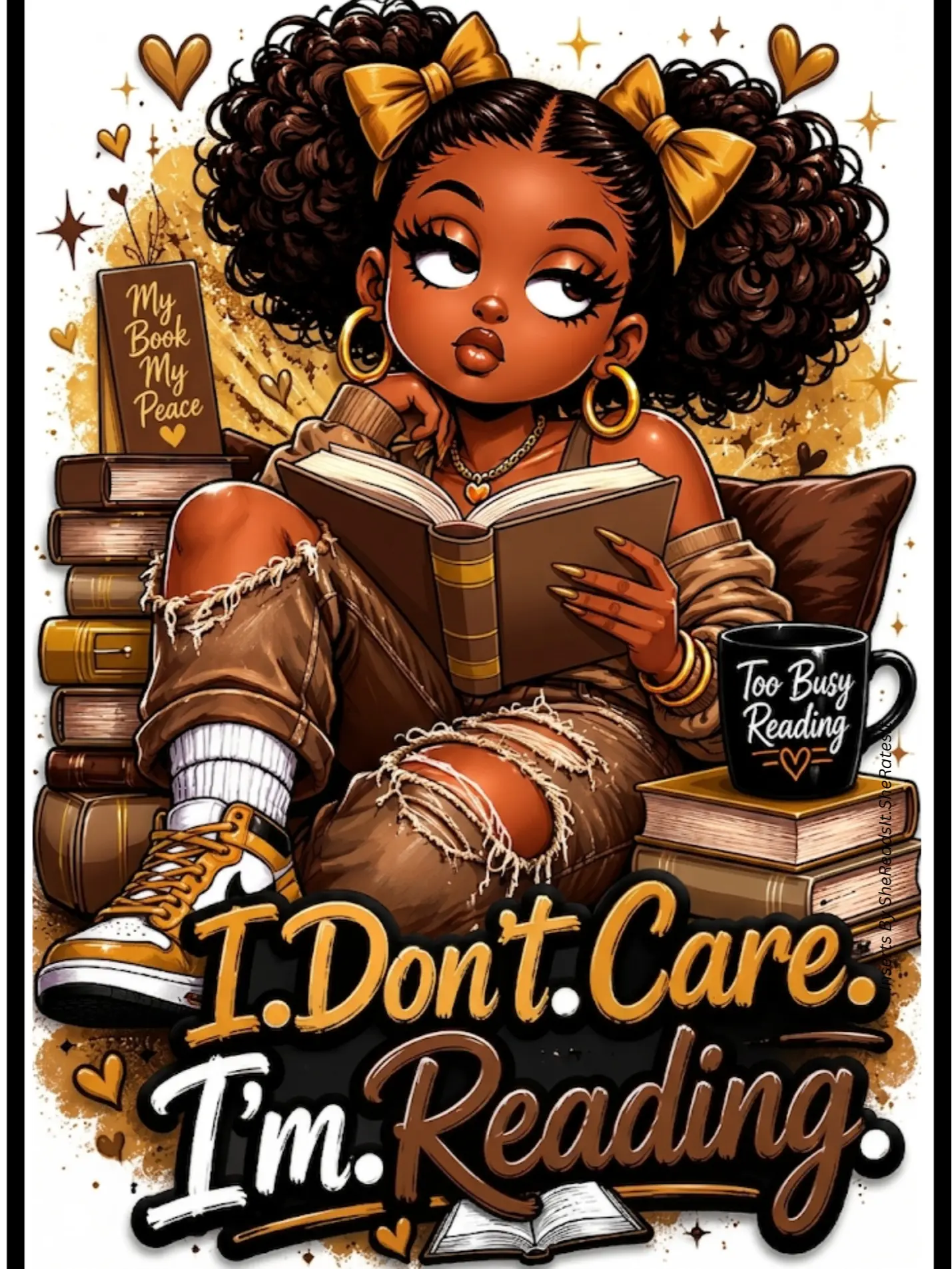 I Don't Care I'm Reading Version One (Brown) Kindle Insert