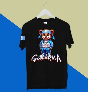 Guatemala Teddy Shirt Cotton Casual Crewneck Menswear Unisex Graphic T-Shirt Short Sleeve Tshirt Round Neck Basic Soft