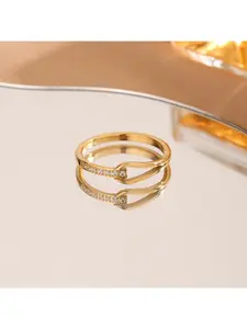 1Pcs niche design geometric diamond-set ring water drop hollow titanium steel does not fade versatile fashion claw-set index finger ring women