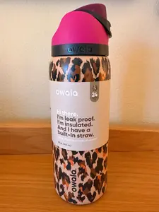 Owala Limited Edition Leopard Print 32oz Insulated Stainless Steel Water Bottle with FreeSip Style Straw Lid Leakproof Travel Gym Outdoor Tumbler