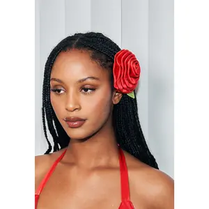 Red Rosette Satin Hair Clip