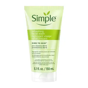 Simple Kind To Skin Refreshing Face Wash Gentle Winter Skincare Facial Cleanser with Vitamin B5 & E Strengthens Smooths Skin Vegan 5 oz