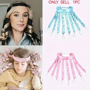 Women's No Heat Octopus Hair Curler, Soft Easy-To-Use Sleep Headband, Overnight Curls, Durable Clips, Suitable for Long Hair, Blue, Heatless Hair Curlers/