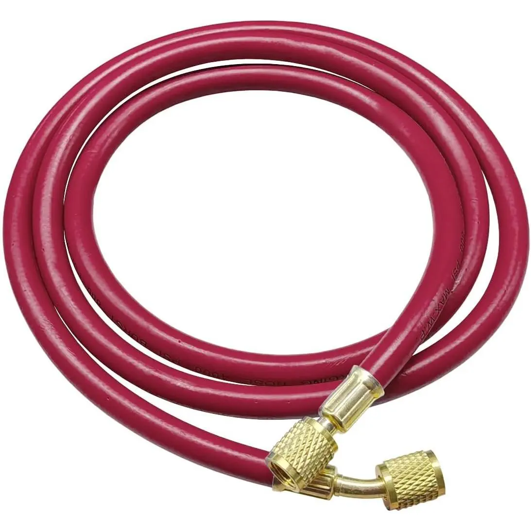 60-Inch Red Refrigerant Charging Hose for HVAC AC Systems with 1/4" SAE Thread Flare Fittings - 800 PSI for R134a, R410a, R22, Manifold Gauge Tube