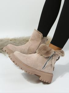 women's fashionable solid color ankle boots, casual comfortable warm boots for fall & winter, female all-match trendy shoes for daily wear