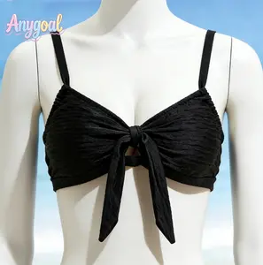 ANYGOAL Women's Tie Knot Bikini Tops Cropped Knot Twist Cut Out Adjustable Swimsuit Top Beach Bathing Suit Top Only swimsuits 2026 women swimsuits bikinis affordable swimsuits