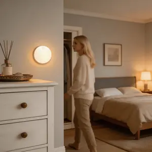 Smart Human Motion Sensor Light, Round Magnetic Lamp, Hallway Cabinet Bedroom, USB Rechargeable LED Nightlight, Gift for Girlfriend, Home Staircase Light