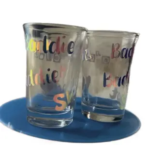 Custom Shot Glasses with Colorful Text Design - Personalized Drinkingware