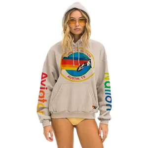 AVIATOR NATION AUSTIN RELAXED PULLOVER HOODIE - SAND