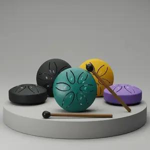 3-inch 6-tone Steel Tongue Drum, 1 Count Portable Mini Steel Drum with Drumsticks, Professional Percussion Instrument for Beginners