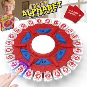 Letter Game Spin Wheel Board Game Toy, Quick Reaction Word Game, Family Party Interactive Puzzle, Kids Language Learning, Durable Plastic Disk