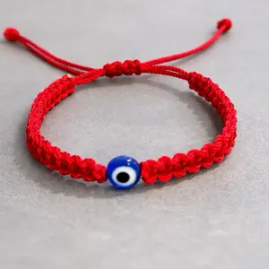 Double threaded Red Evil Eye Protection Bracelet Adjustable Handmade Boho String Bracelet