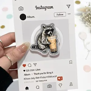 Raccoon Coffee Phone Grip Magsafe, Glitter Monster Coffee Phone Holder, Funny Phone Grip, Cartoon Kindle Grip, Gift for Girls Boys