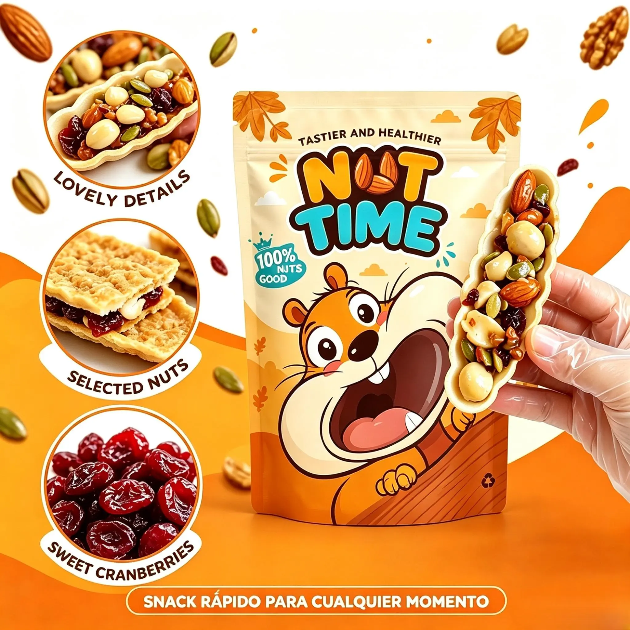 Nut Time Tastier and Healthier Snack with Selected Nuts Sweet Cranberries and Lovely Details for Any Moment