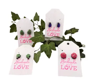 Hand-Painted Wooden Stud Earrings - Botanical & Veggie Collection