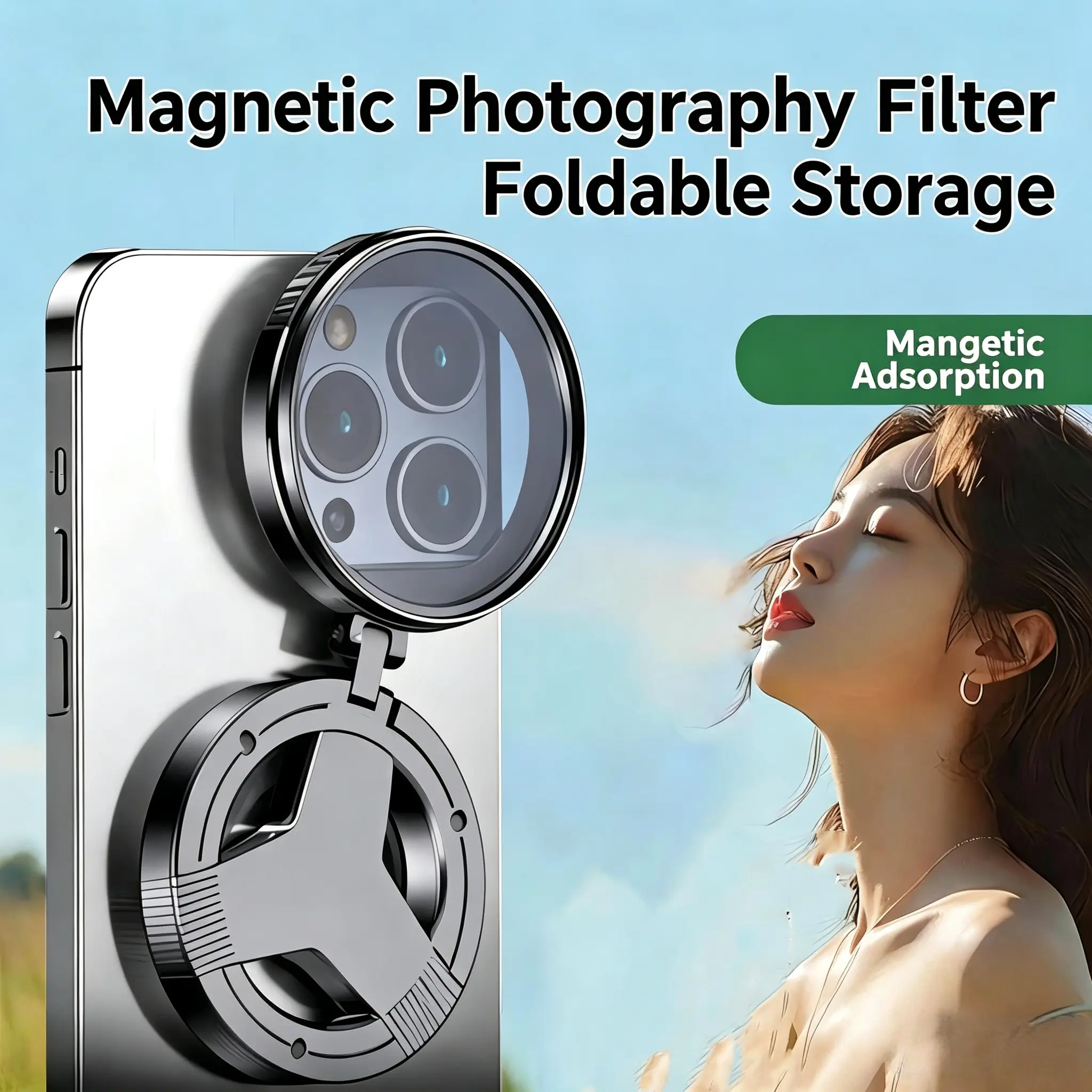 52mm Durable Magnetic CPL Filter - Mobile Phone & Camera Polarizing Accessory for Glare Removal, Easy Installation, Android Compatible, 8-Point Star Photography Effect, Camera Filters, Lens Filter