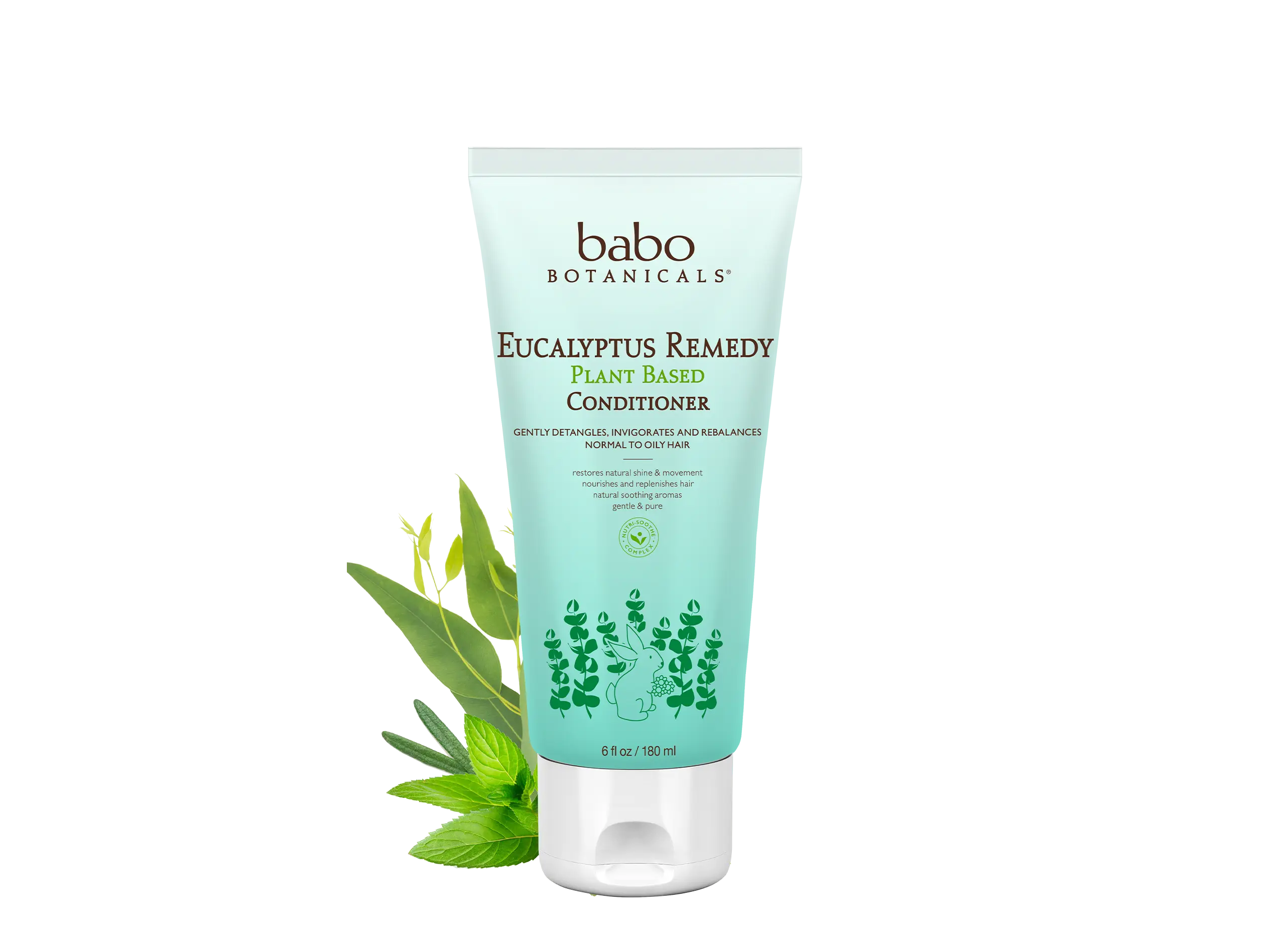 Babo Botanicals Eucalyptus Remedy Plant Based Conditioner – Gently Detangles, Invigorates and Rebalances Normal to Oily Hair – Restores Natural Shine & Movement – Nourishes Hair – Natural Soothing Aromas – Gentle & Pure – 6 fl oz (180 ml)