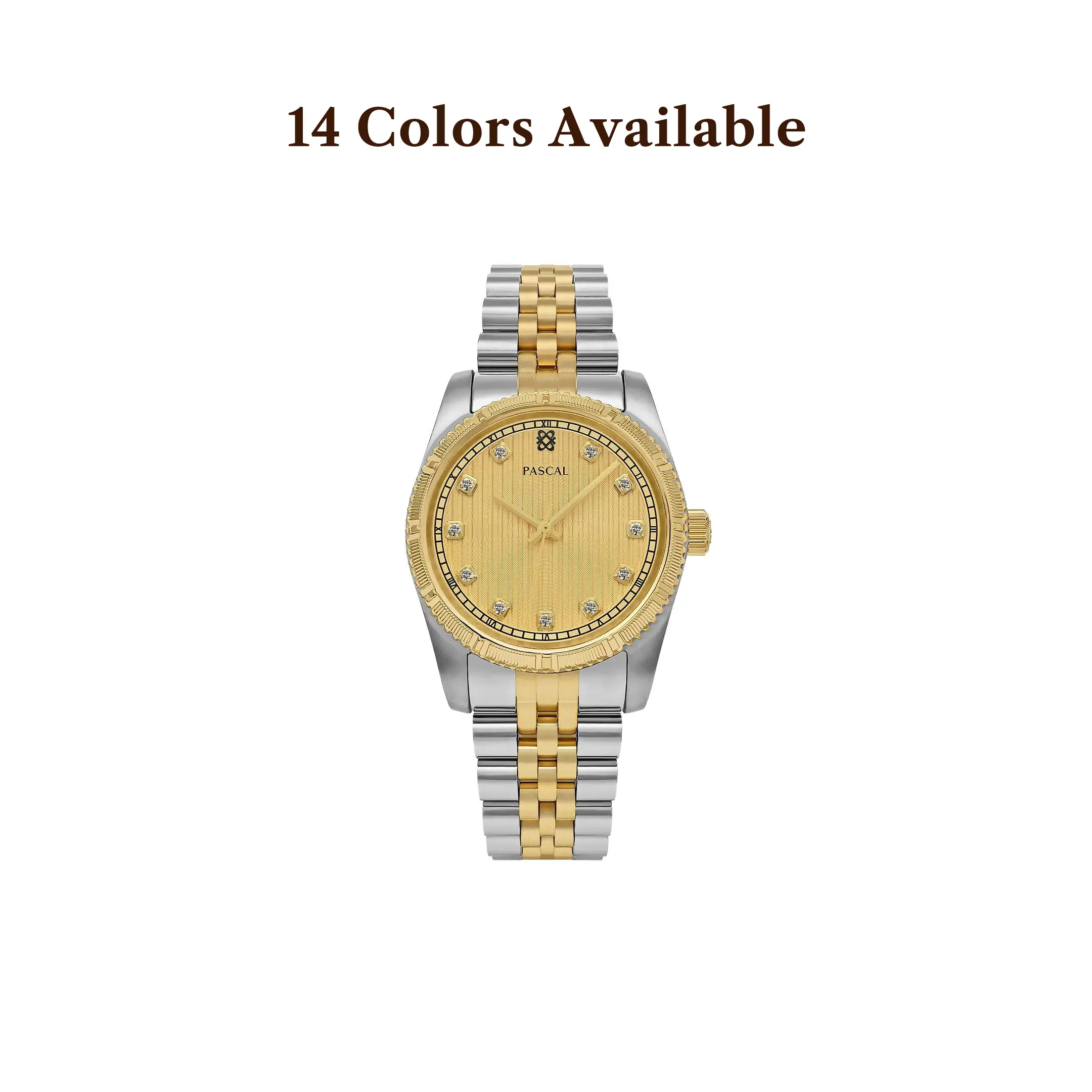 PASCAL Diamond Classic Watch for Women & Men 31mm & 36mm Miyota Quartz Stainless Steel 5 ATM Water-Resistant Luxury Wrist Watch with Lab-Grown Diamonds