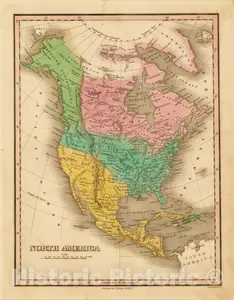 North America - Territorial Map with Mythical Rivers, 1824 | Historical Map Print