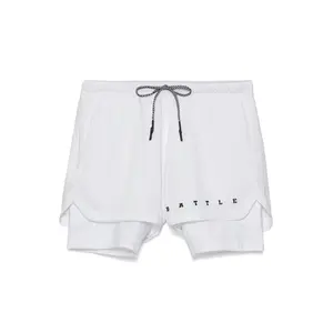 Battle Fly 5 Shorts - White Athletic Fit with Hidden Phone Pocket & Durable Drawstrings for Summer Training