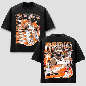 MB25 Brooklyn To NY Vintage Graphic Tee, New York Basketball Retro Oversized T-Shirt, Y2K Bootleg Men Women Washed Black Heavyweight Tshirt, Garden Stadium Sports Fan Apparel, Retro NY Orange Star Style Printed Shirt