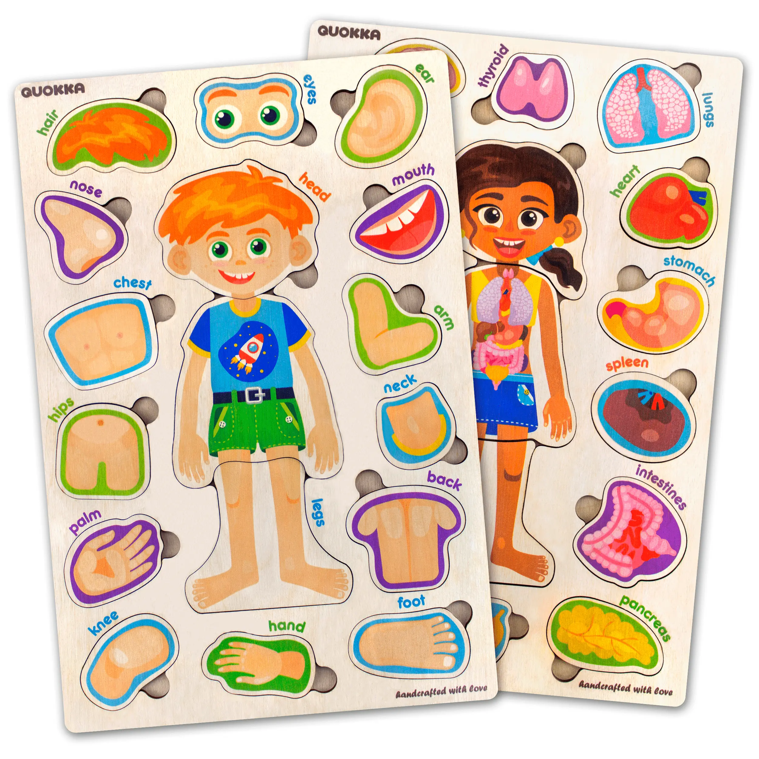 QUOKKA Kids' Montessori Puzzle - Educational Preschool Game for 3-5 Years Olds, Learning Human Body Parts & Anatomy Skeleton, Developmental Toy for Toddlers
