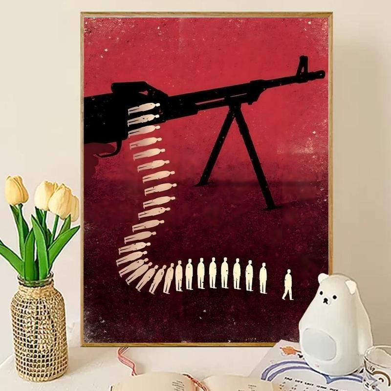 Cool Anti-war propaganda Poster HD Waterproof Self-Adhesive Art Vibrant Wall Print for Living Room Bedroom Bar Parlor Home Decor Gift Fade-Resistant Easy-Apply Durable Dly Artwork Multiple Sizes, High Definition, Easy to Apply & Clean