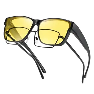 Fit Over Night Driving Glasses for Men Women Reduce Glare HD Polarized Plastic Frame