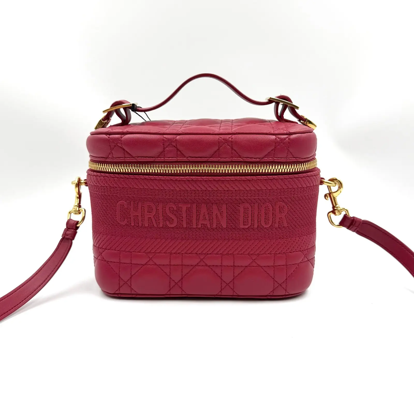 Pre-owned Dior As Shown Shoulder Bags HZ 5742 Christian Lambskin Cannage Diortravel Vanity Shoulder Bag 26.06.26