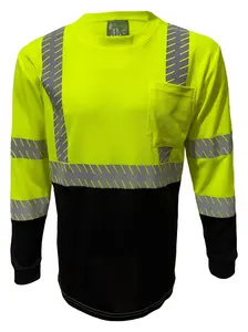 FX Class 3 High Visibilty Yellow Long Sleeve Safety shirt with Heat transfer reflector