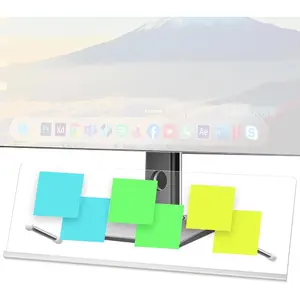 Memo Board Holder 14"x5", Office Organization Memo Holders for  Sticky Note Holder, Space-Saving Under , Movable & , Screen Saver for Office &  Desktop Decor